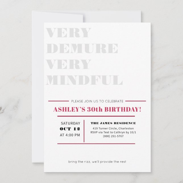 Very Demure Very Mindful Invitation (Front)