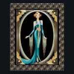 Very Elegant Art Deco Lady. Poster<br><div class="desc">This poster I created with AI, except for the Frame which I made from my Art Deco Styles. I love the way it turned out. This Art Deco Lady is very elegant in her dress and I love the way she is framed . This would make a great addition to...</div>