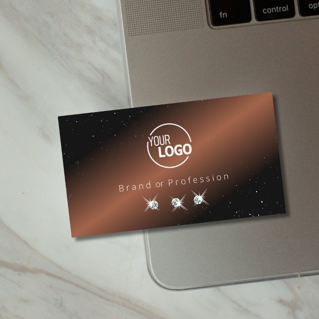 Very Elegant Black Brown Sparkle Diamonds Add Logo Business Card (Creator Uploaded)