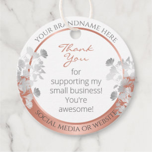 Very Elegant Floral White and Rose Gold Product Favour Tags
