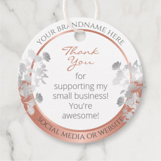 Very Elegant Floral White and Rose Gold Product Favour Tags