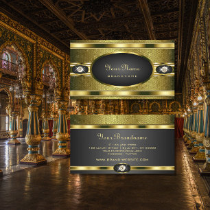 Very Elegant Gold and Black Coloured with Diamonds Business Card