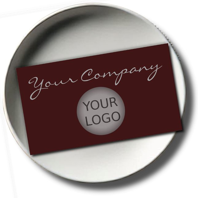 Very Elegant Maroon Grey Coloured Style with Logo Business Card (Creator Uploaded)
