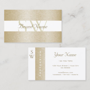 Very Elegant Pearl and White with Monogram Quality Business Card