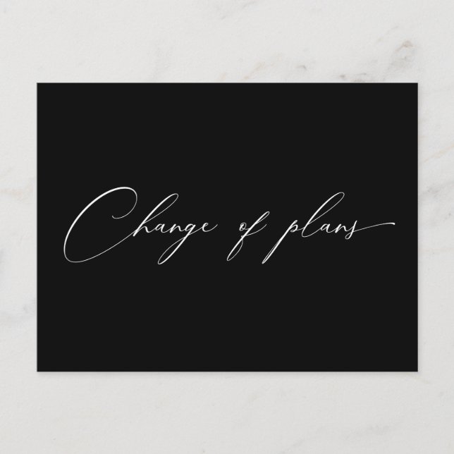 very elegant script change of plans wedding postcard (Front)