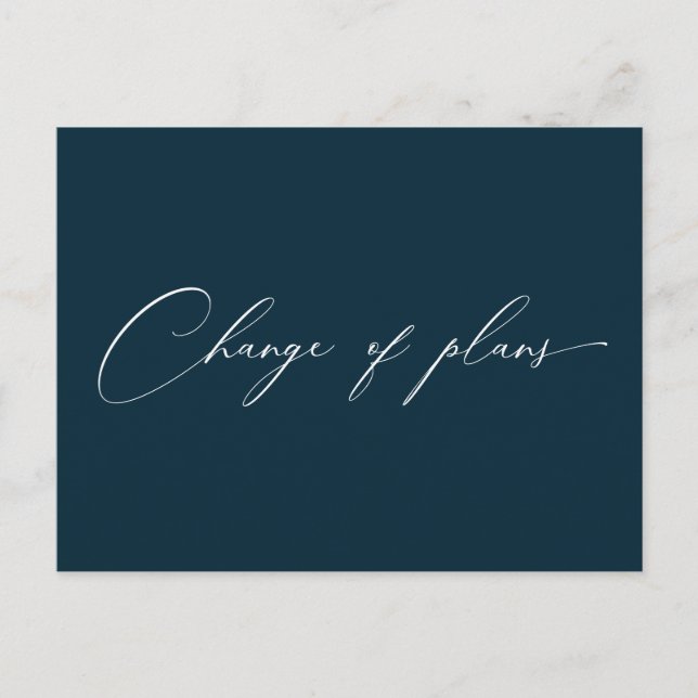 very elegant script change of plans wedding postcard (Front)