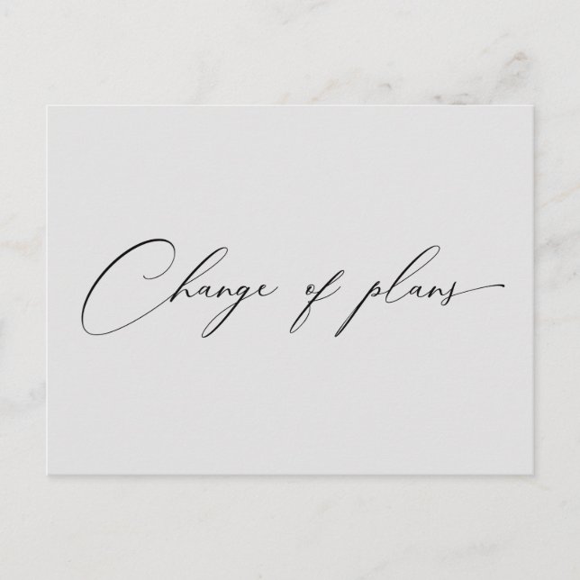 very elegant script change of plans wedding postcard (Front)