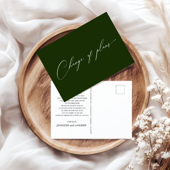 Very Elegant Script Change Of Plans Wedding Postcard (Creator Uploaded)