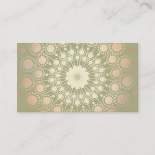 Very Elegant Shiny Gold Ornate Circle Motif Green Business Card