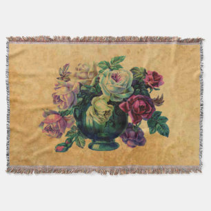 Very Elegant Vintage Roses Throw Blanket