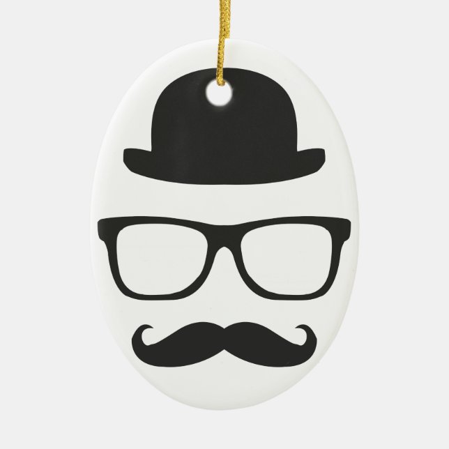 Very English Moustache Ceramic Tree Decoration (Front)