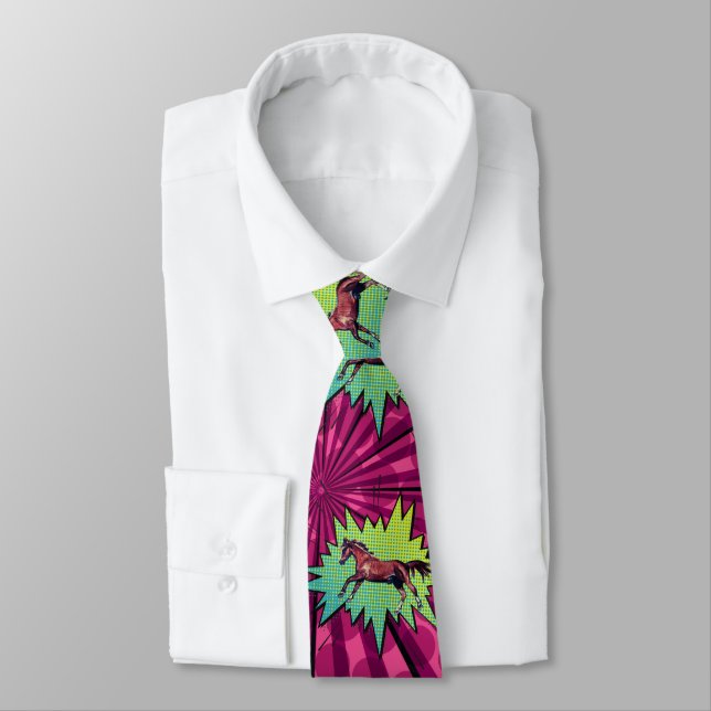 very exciting comic poppy horse  tie (Tied)