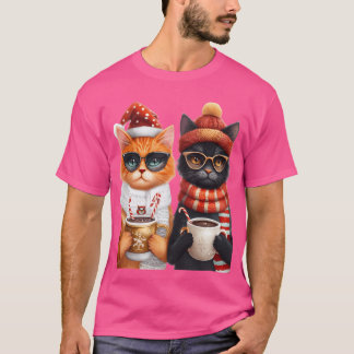 Very Festive Cats Spotted Cats with Christmas T-Shirt