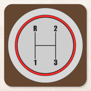 Very Fun 3-Speed Shift Knob Graphic Coaster Set