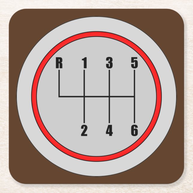 Very Fun 6-Speed Shift Knob Graphic Coaster Set (Front)