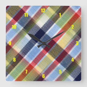 Very Fun and Unusual Plaid Square Wall Clock