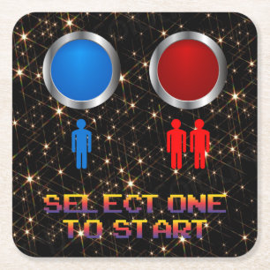 Very Fun Classic Arcade SELECT ONE TO START Square Paper Coaster