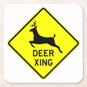 Very Fun Classic Deer Crossing Sign Coaster Set