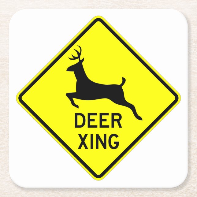 Very Fun Classic Deer Crossing Sign Coaster Set (Front)
