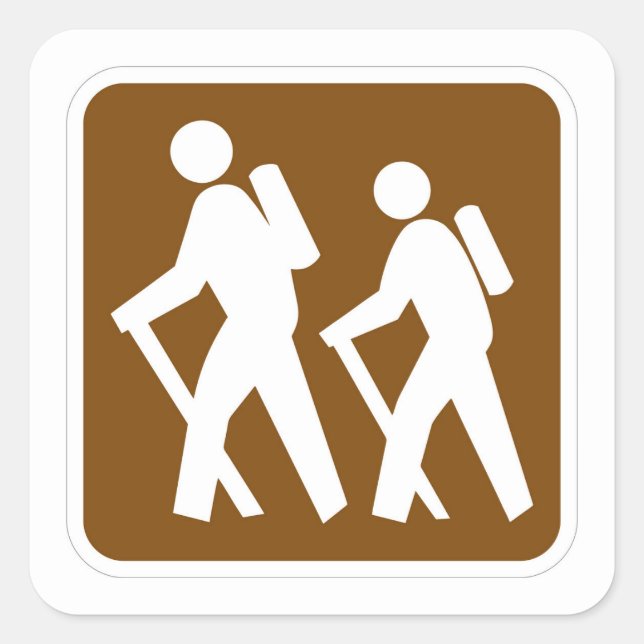 Very Fun Classic Hiking Trail Sign Square Sticker (Front)