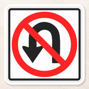 Very Fun Classic No U Turn Sign Coaster Set