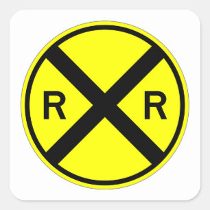 Very Fun Classic Rail Road Crossing Sign Square Sticker