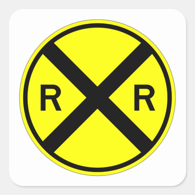 Very Fun Classic Rail Road Crossing Sign Square Sticker (Front)