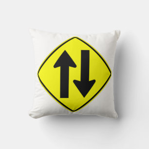 Very Fun Classic Two Way Traffic Sign Throw Pillow