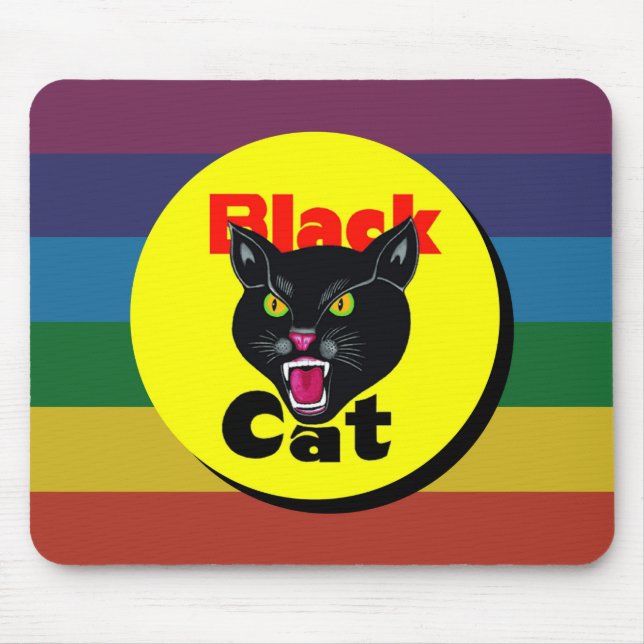 Very Fun & Colourful Black Cat Mouse Pad (Front)