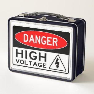 Very Fun Danger High Voltage Sign Metal Lunch Box