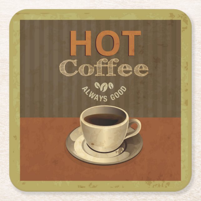 Very Fun Hot Coffee, Always Good Coaster Set (Front)