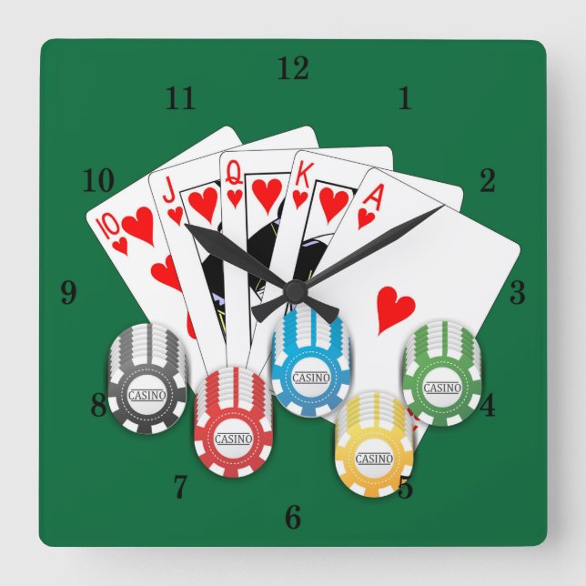 Very Fun Royal Straight Flush Casino Wall Clock (Front)