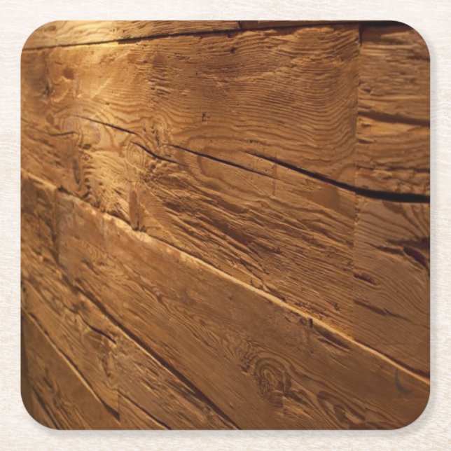 Very Fun Simulated Wood Plank Square Paper Coaster (Front)