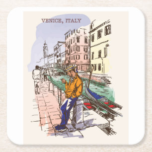 Very Fun Venice Italy Sketch Coaster Set