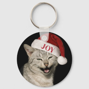 Very Funny  Santa Cat Laugh Photo Christmas Key Ring