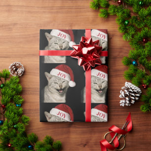 Very Funny  Santa Cat Laugh Photo Christmas Wrapping Paper