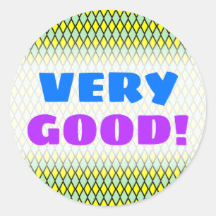 VERY GOOD!; Yellow and Green Diamond Shape Pattern Classic Round Sticker