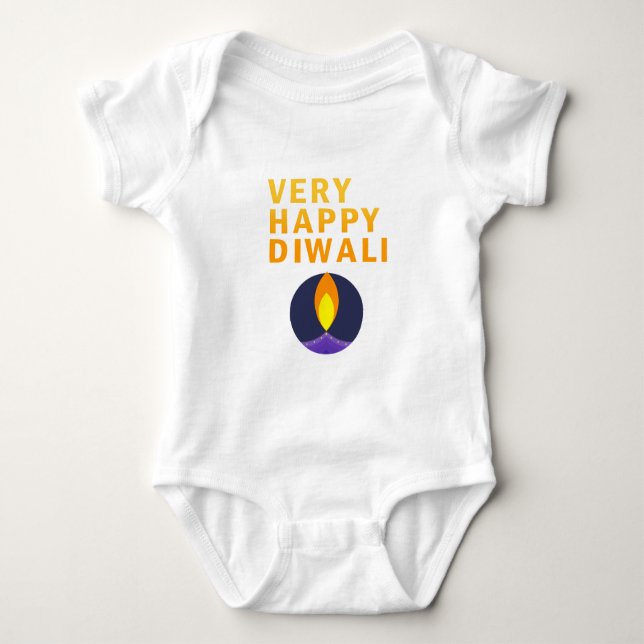 Very Happy Diwali Baby Bodysuit (Front)