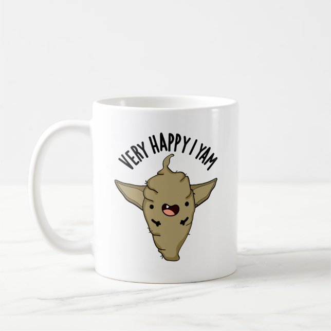 Very Happy I Yam Funny Veggie Pun  Coffee Mug (Left)