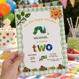 Very Hungry Caterpillar Gingham 2nd Birthday  Invitation