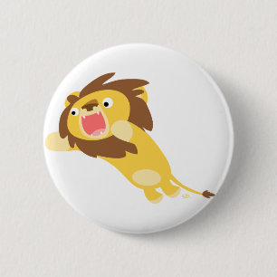 Very Hungry Cute Cartoon Lion Button Badge