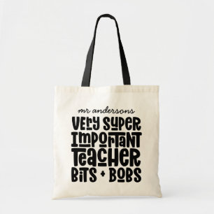 Very important teacher modern typography gift tote bag