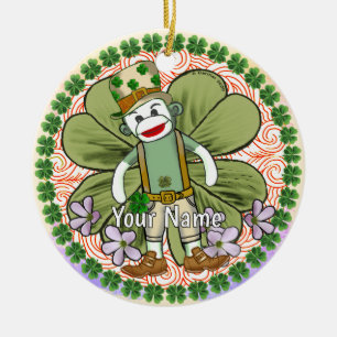 Very Irish Sock Monkey Ceramic Tree Decoration