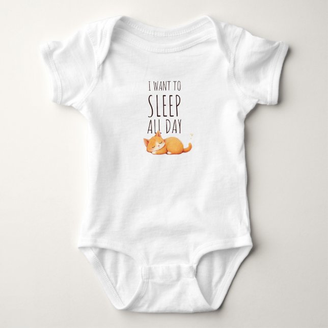 Very Lazy Little Cat Baby Bodysuit (Front)