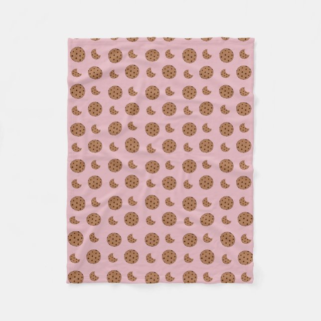 Very light pink chocolate chip cookies bites fleece blanket (Front)
