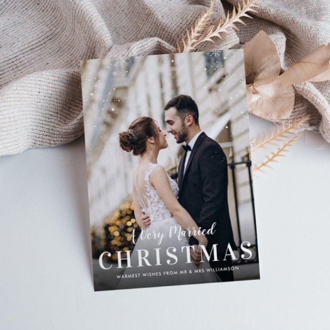 VERY MARRIED | white script christmas Postcard (Creator Uploaded)