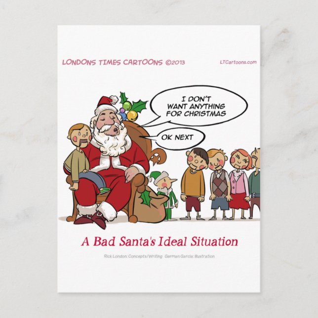 Very Mean Santa Ideal Situation Funny Holiday Postcard (Front)