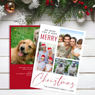 Very Merry 4 Photo Christmas Holiday Card