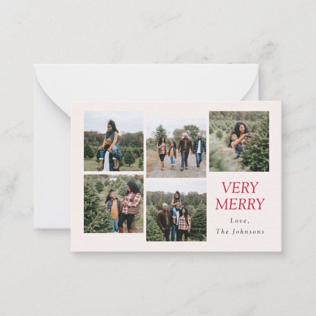 Very Merry 5 Photo Collage Card (Front)