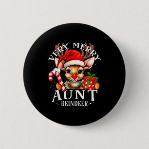 Very Merry Aunt Reindeer Matching Christmas 6 Cm Round Badge